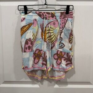 Maaji Medium Shorts Fish‎ Lobster Floral Print Drawstring Beach Summer